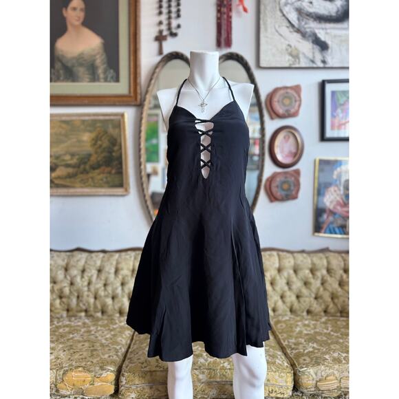 L'ecole des Femmes Silk Black St.Tropez Dress Size Medium (6) - Picture 2 of 7